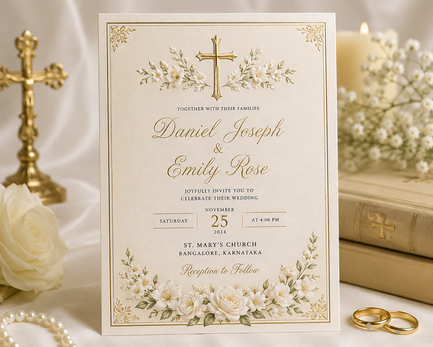 Classic Christian Wedding Card
